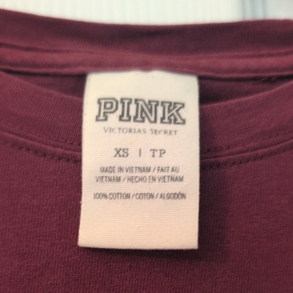 PINK Victoria's Secret Burgundy Long Sleeve Tee - Picture 2 of 4